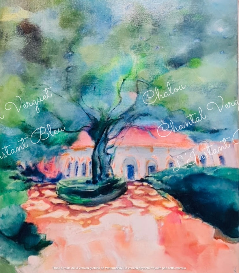 La place rose, peinture acrylique sur toile