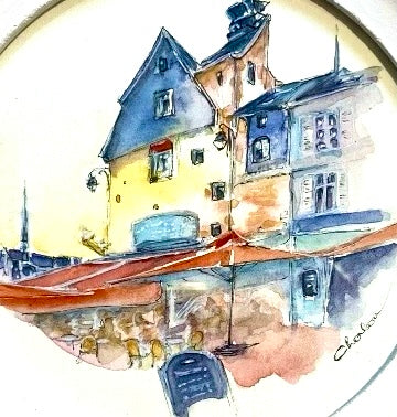 Aquarelle, «  dans les rues de Honfleur »
