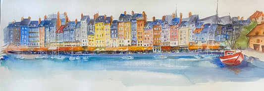 Honfleur, aquarelle panoramique